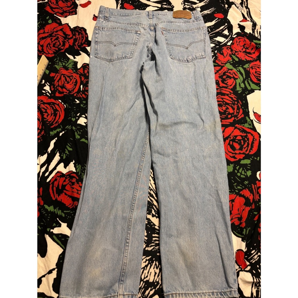 Levis 550 Relaxed Fit Tapered Leg Light Wash Denim Jeans Mens 38x32 Vintage